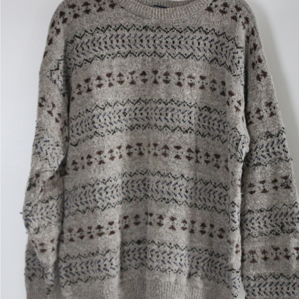 Patterned Sweater - Gray And Brown - image 1
